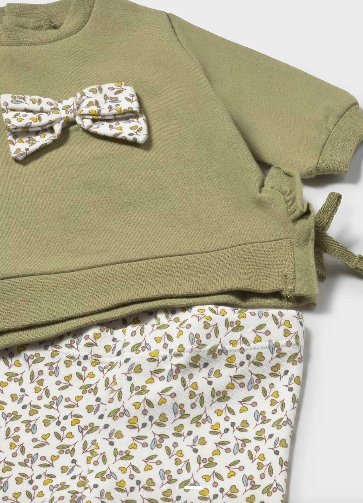 Olive Floral Bow Leggings Set
