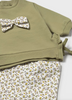 Olive Floral Bow Leggings Set