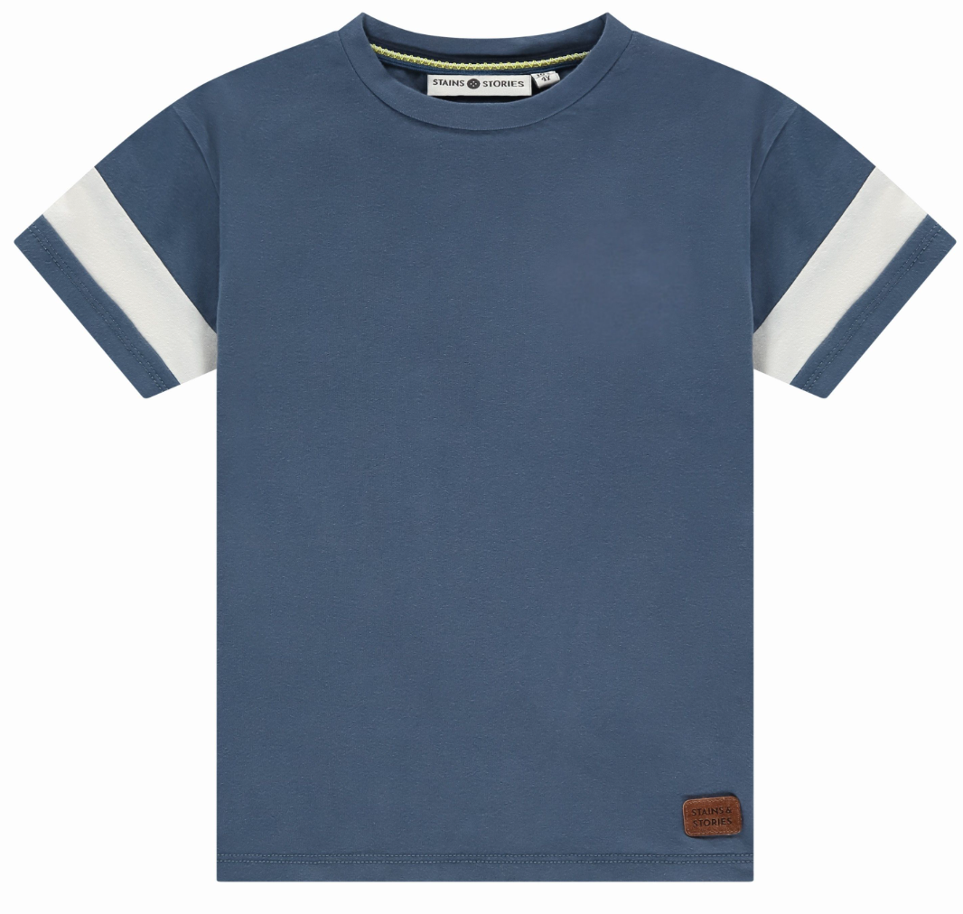 Deep Blue Stripe Sleeve Tee