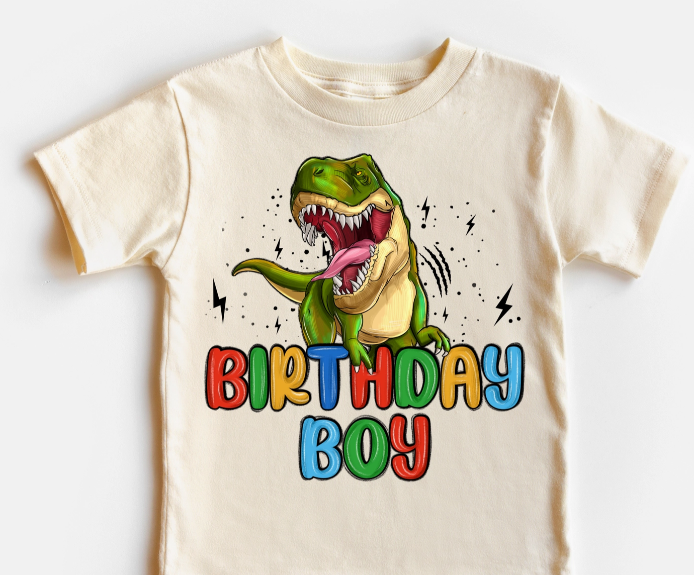 Dino Birthday Boy Natural Tee