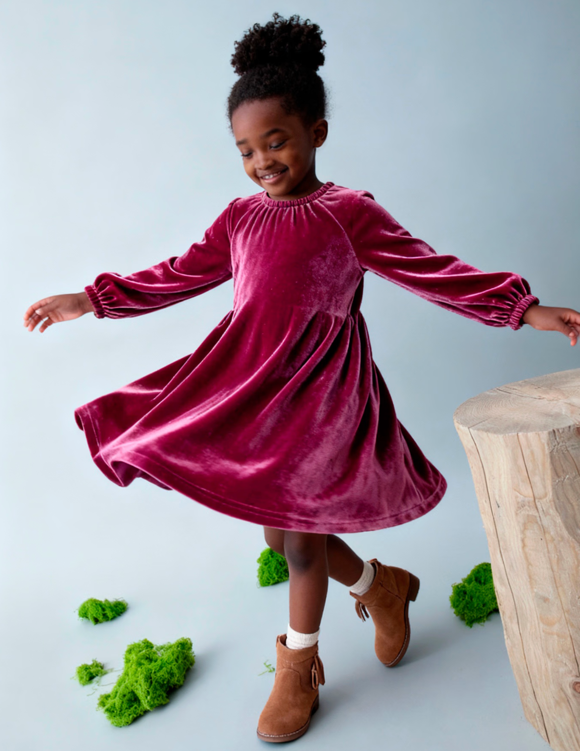 Magenta Sparkle Velour Dress