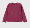 Magenta Sparkle Scallop Sweater