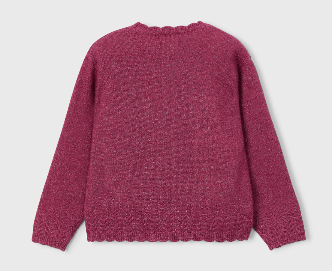 Magenta Sparkle Scallop Sweater