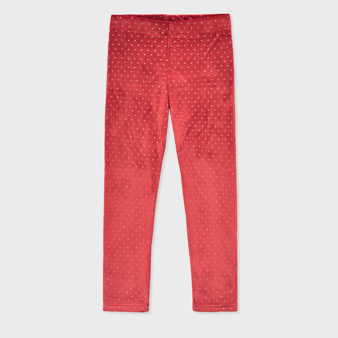 Red leggings with a subtle pattern on a light gray background