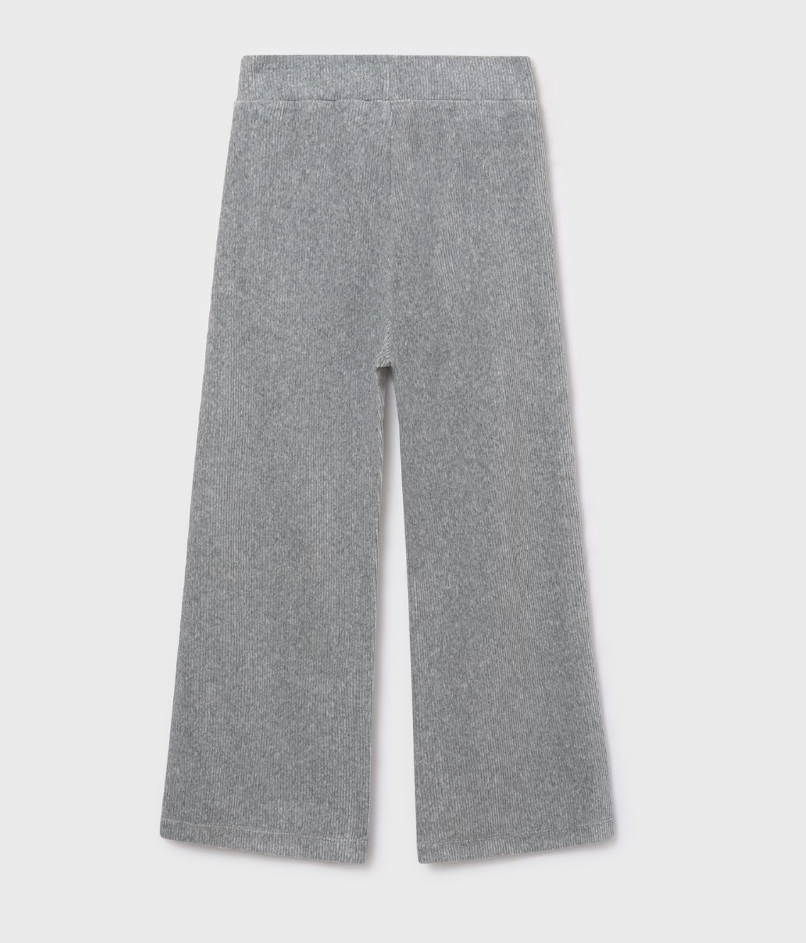 Silver Ribbed Wide Leg Pants