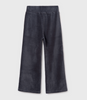 Navy Velour Rib Wide Leg Pants