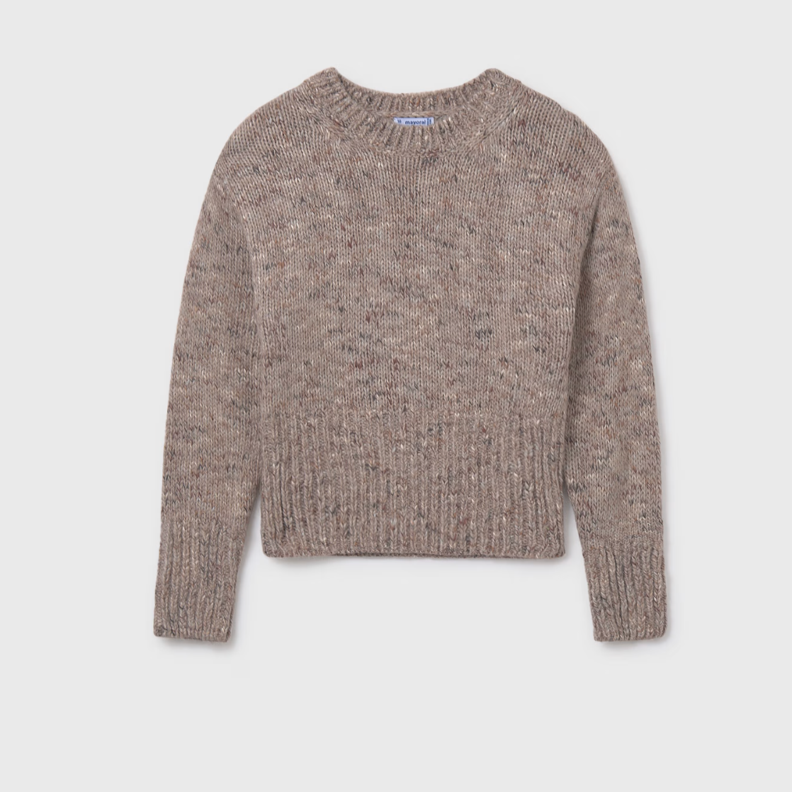 Brown knitted sweater on a light gray background