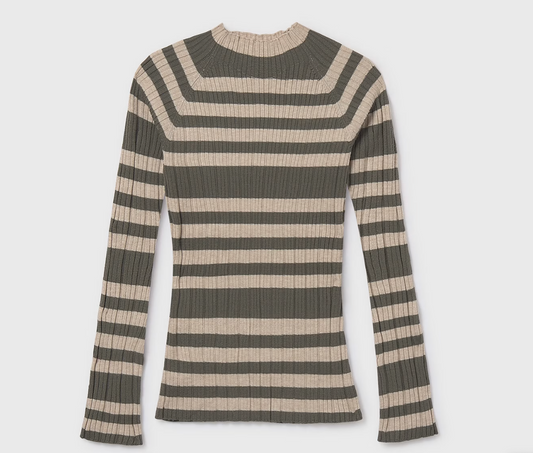 Olive Striped Stretchy Top