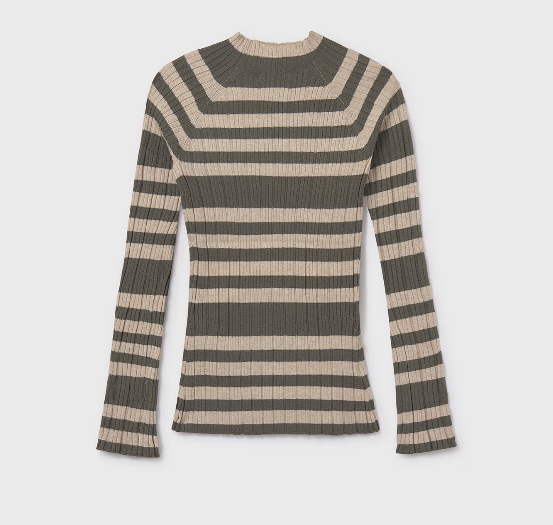 Olive Striped Stretchy Top