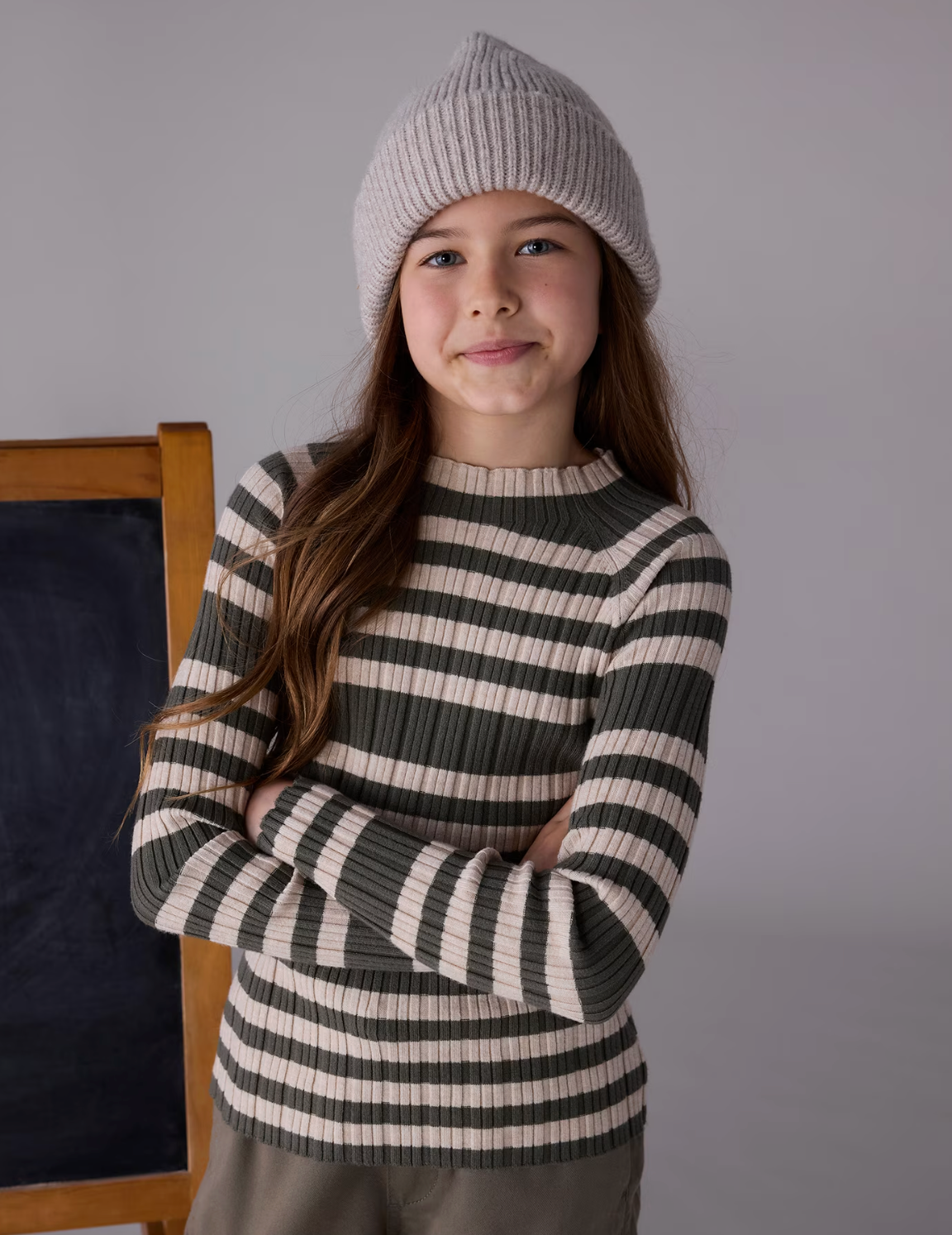 Olive Striped Stretchy Top