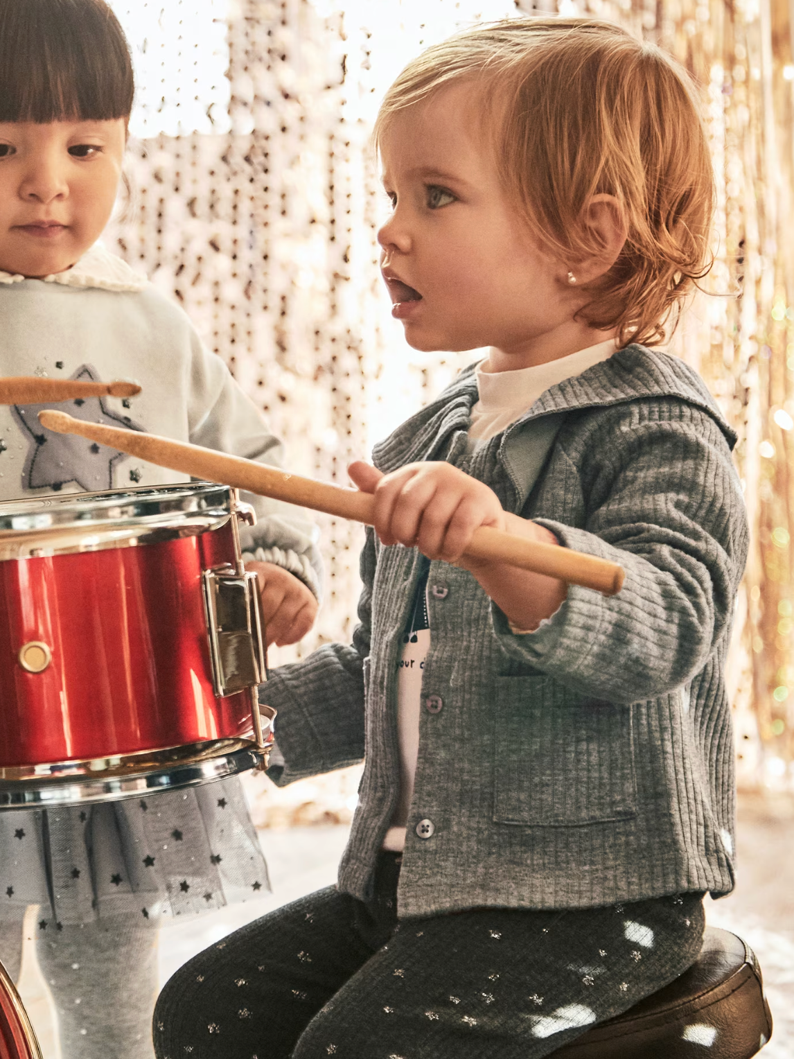 Grey Ribbed Collared Cardigan