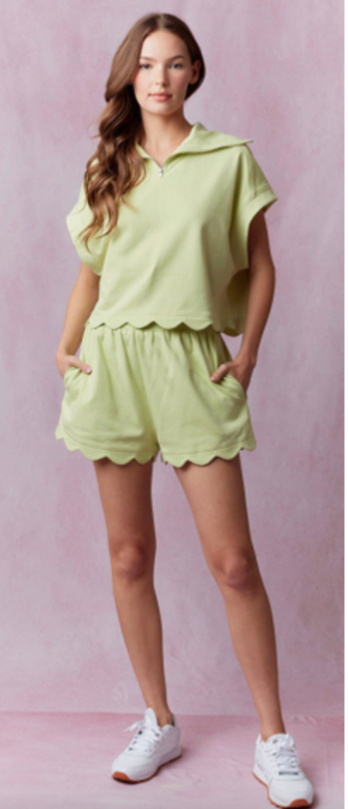 Lime Green Scallop Top