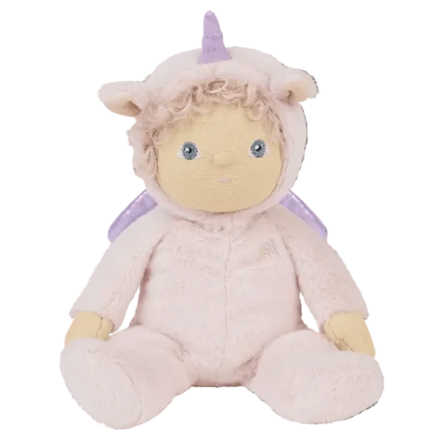 Plush toy with unicorn design on a white background