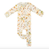 Floral-patterned baby onesie on a white background