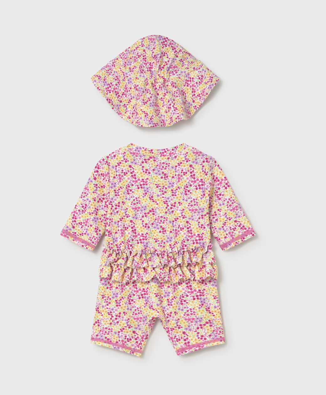 Pink Floral Rashguard Swim Set