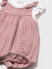 Pink Ribbed Overalls Set