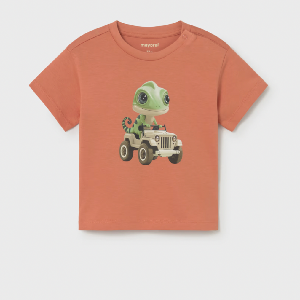 Baby Boy's graphic on an orange t-shirt. 