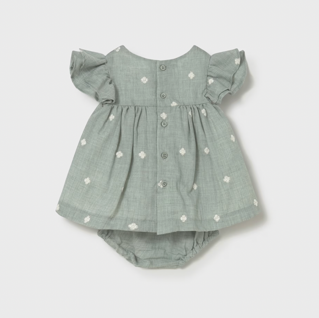 Sage Embroidered Dress