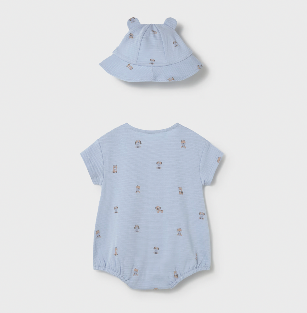 Blue Pups Romper Set