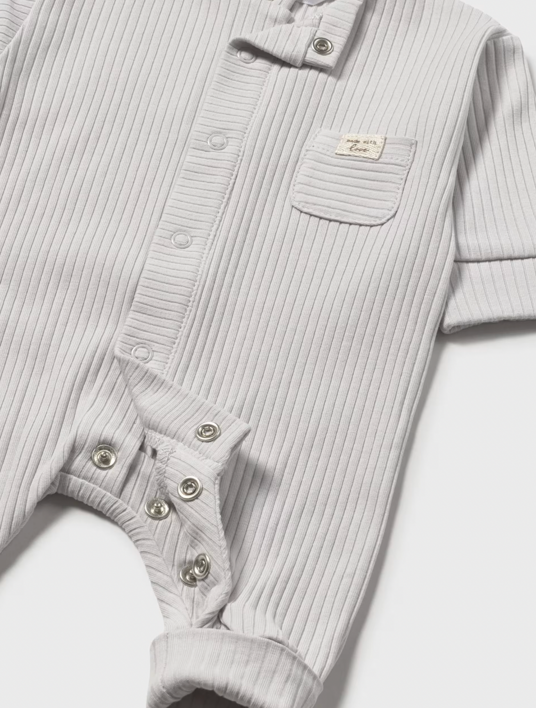 Grey Welcome Romper shown from another angle