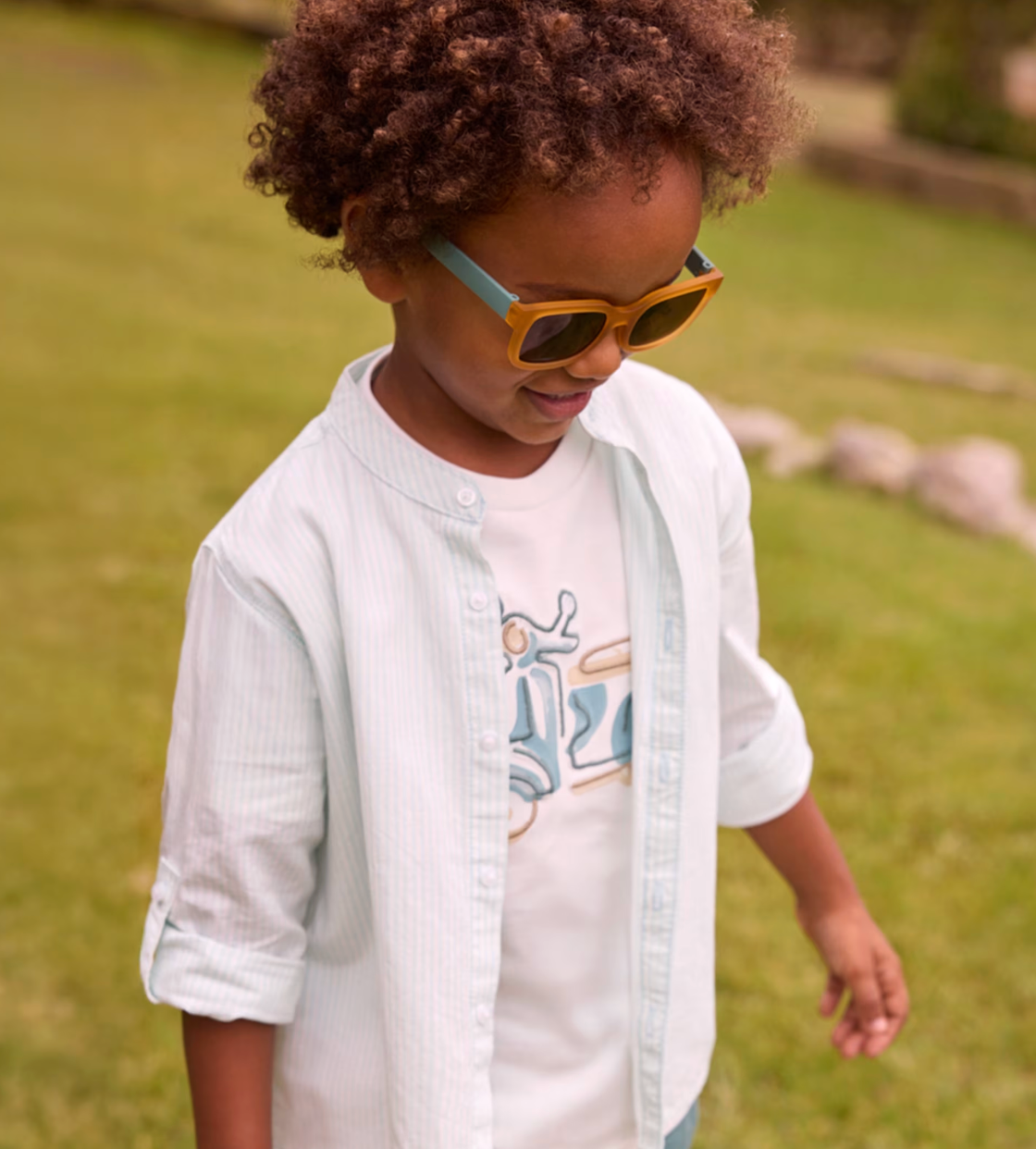 Mint Stripe Mandarin Collar Shirt