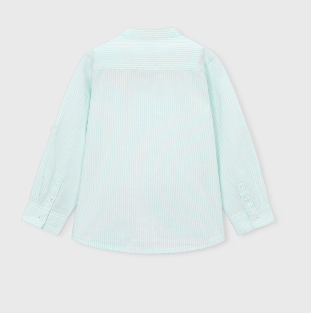 Mint Stripe Mandarin Collar Shirt
