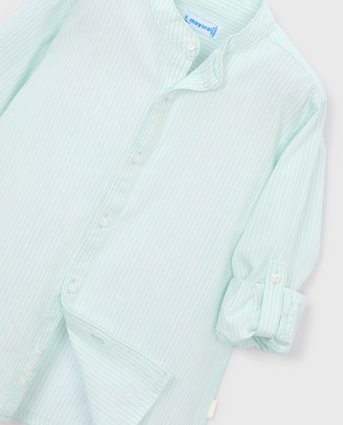 Mint Stripe Mandarin Collar Shirt