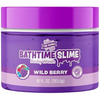 Purple jar of 'Bathtime Slime' body wash with 'Wild Berry' flavor on a white background
