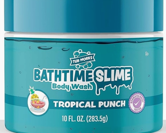 Bathtime Slime Body Wash container with 'Tropical Punch' flavor on a white background