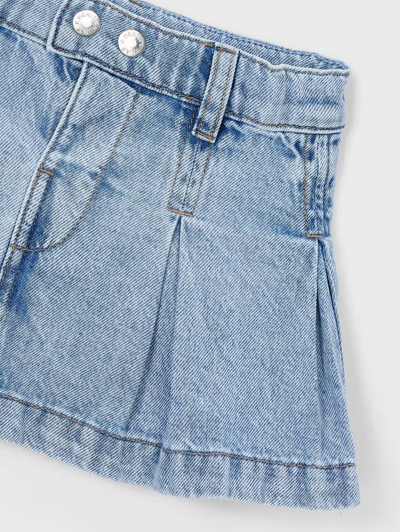 Pleated Denim Skirt