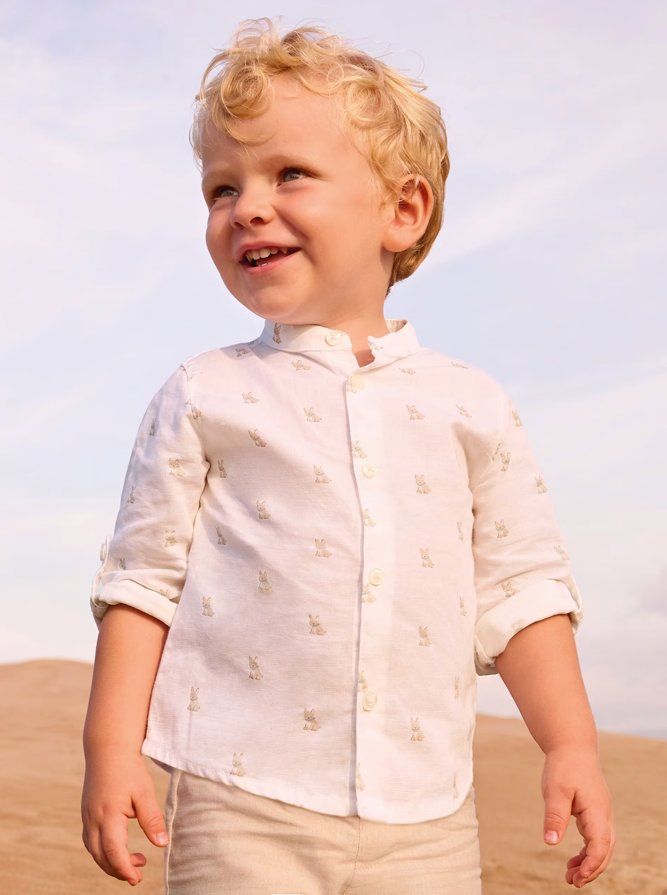 Cream Linen Puppy Shirt