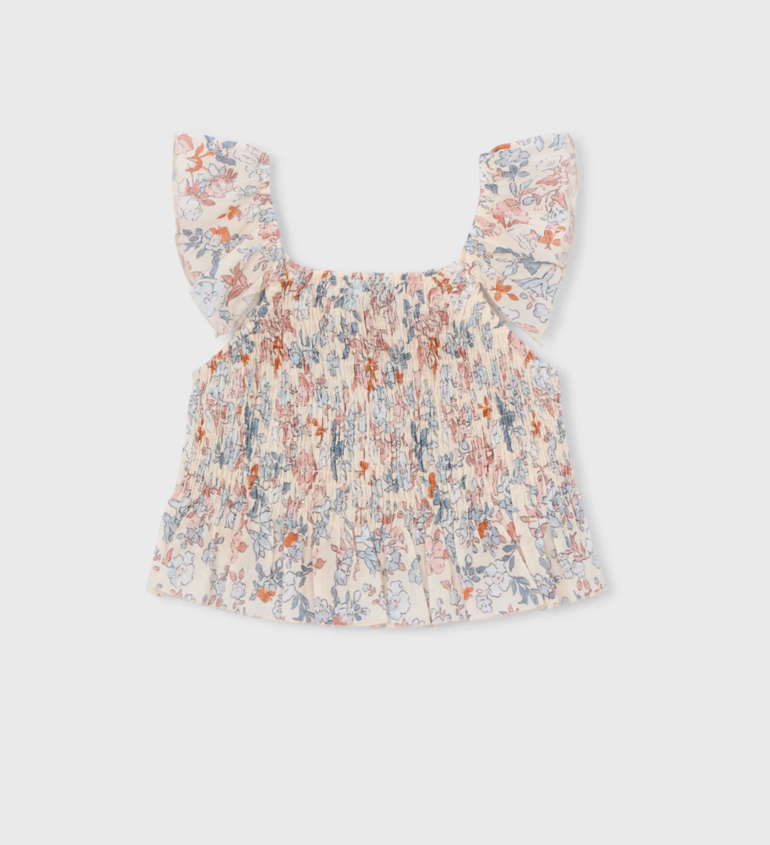 Salmon Floral Smocked Top