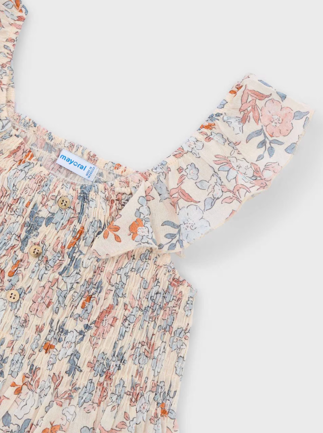 Salmon Floral Smocked Top