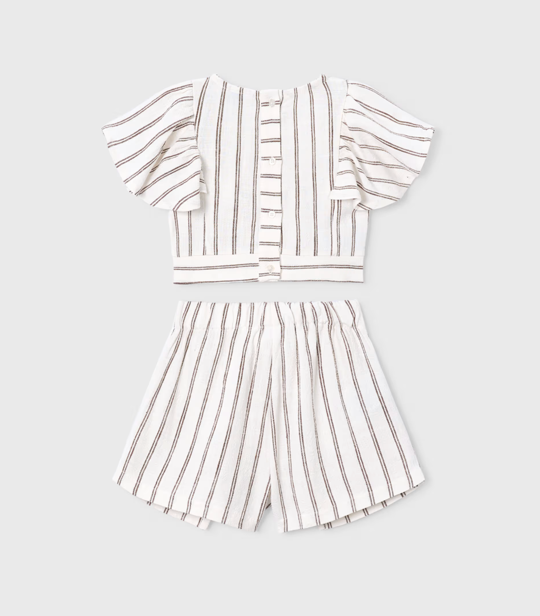 Beige Stripe Skirt Set