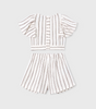 Beige Stripe Skirt Set