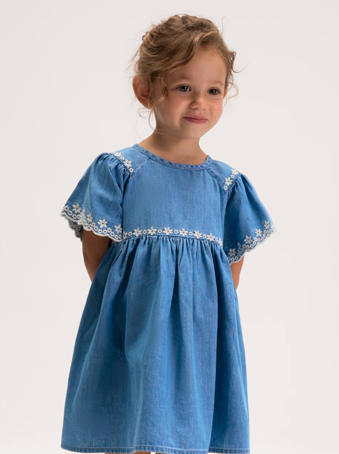 Floral Embroidered Denim Dress