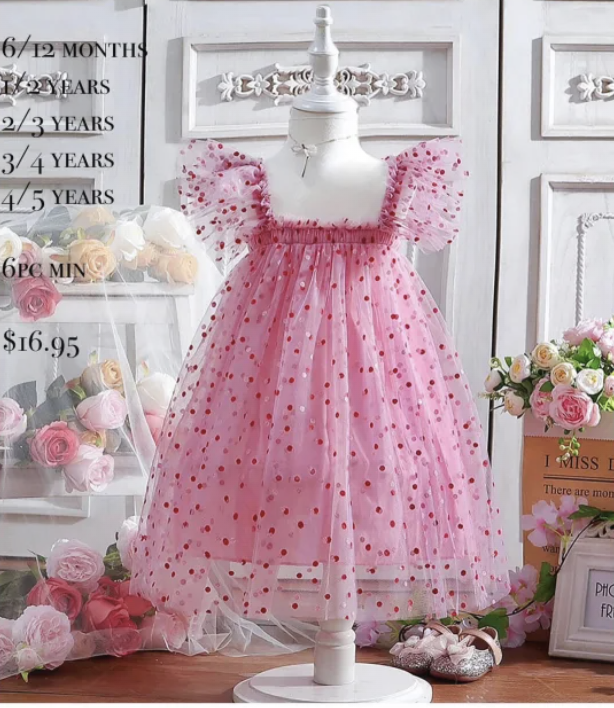 Pink Glitter Dot Butterfly Dress