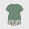 Green Polo Stripe Shorts Set