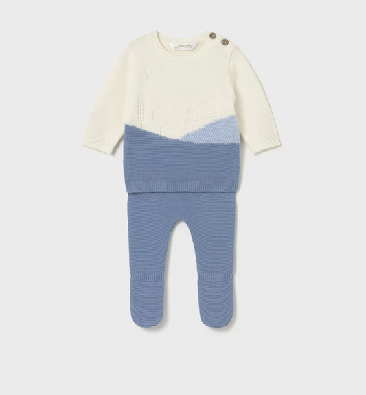 Cloud Blue Knit Footie Set
