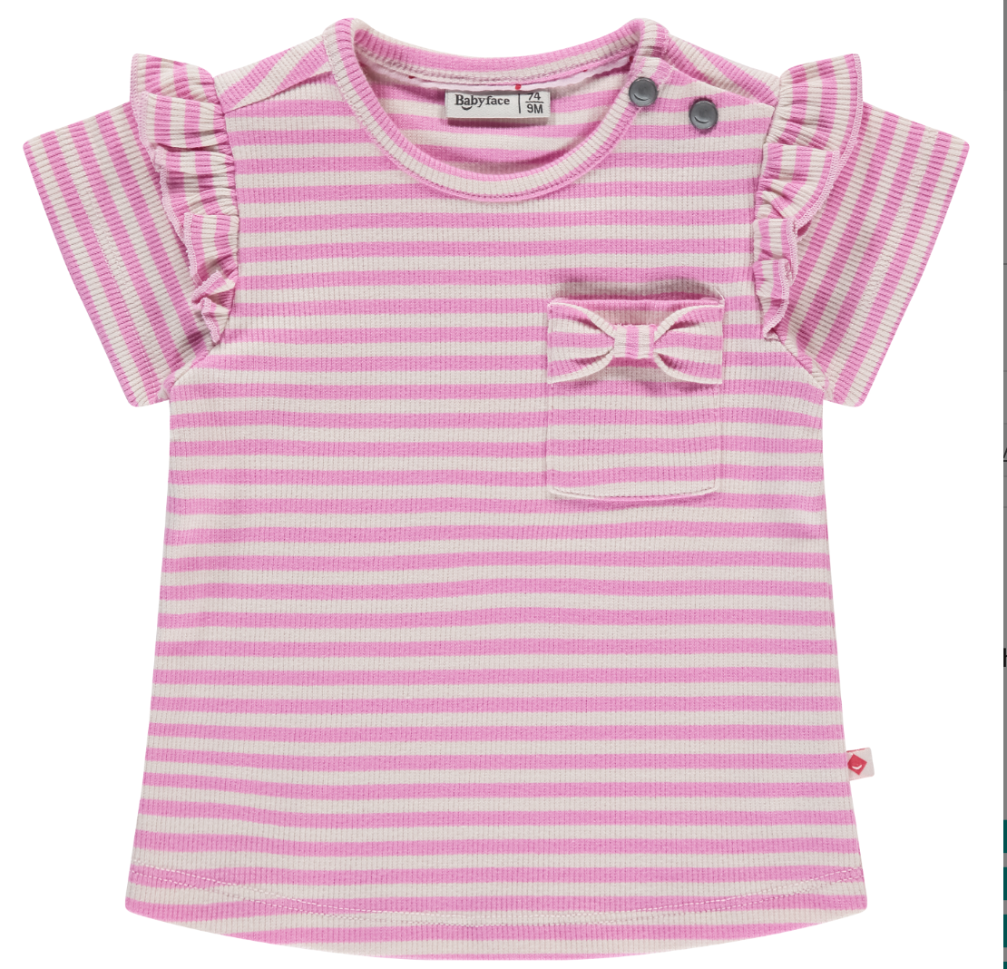 Pink Stripe Bow Pocket Top