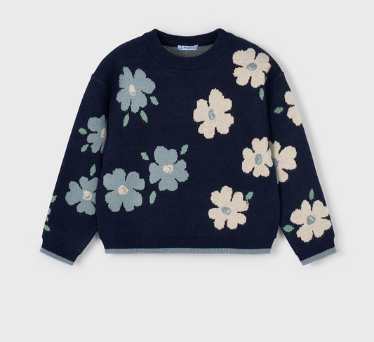 Navy Floral Sweater