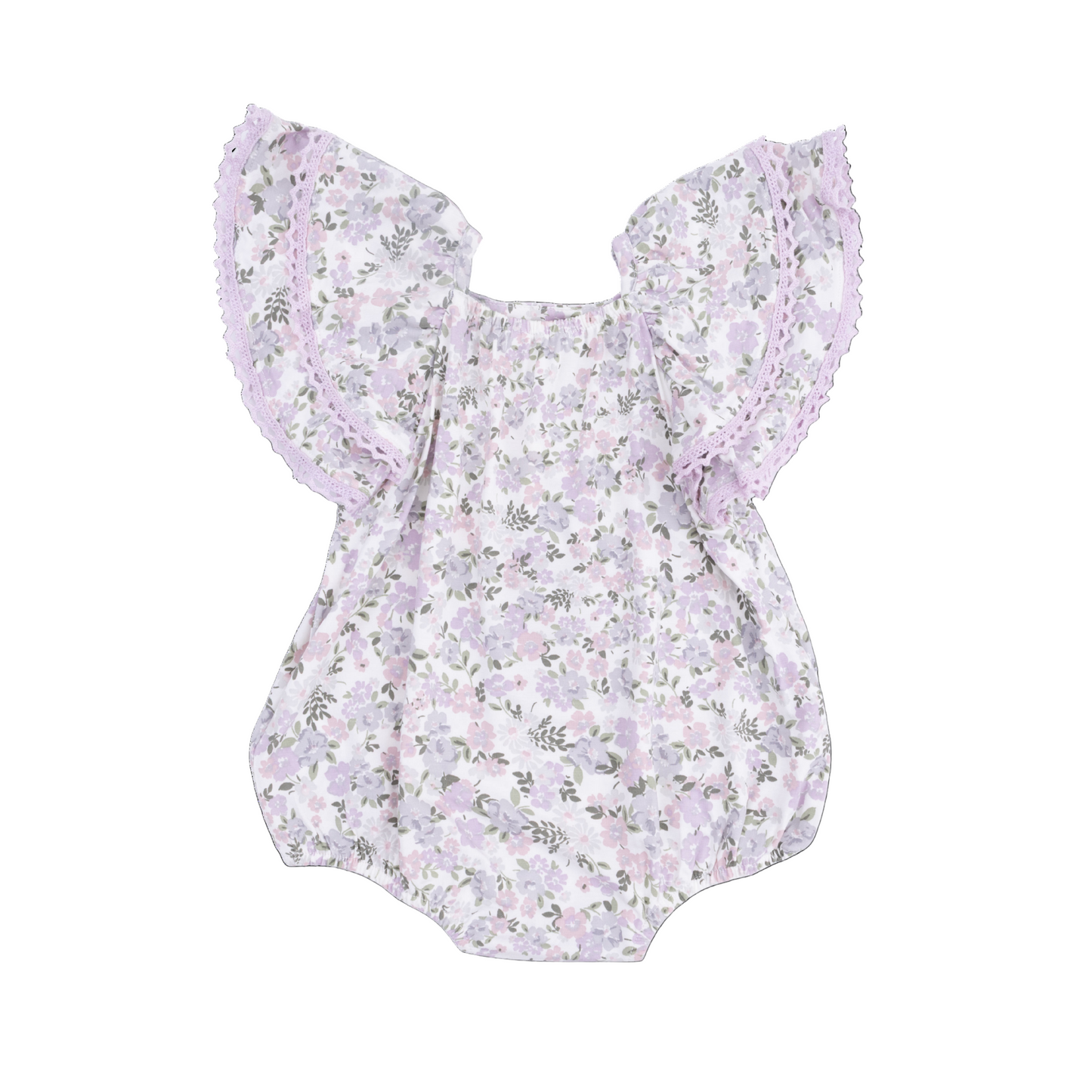 Floral baby romper with flutter sleeves