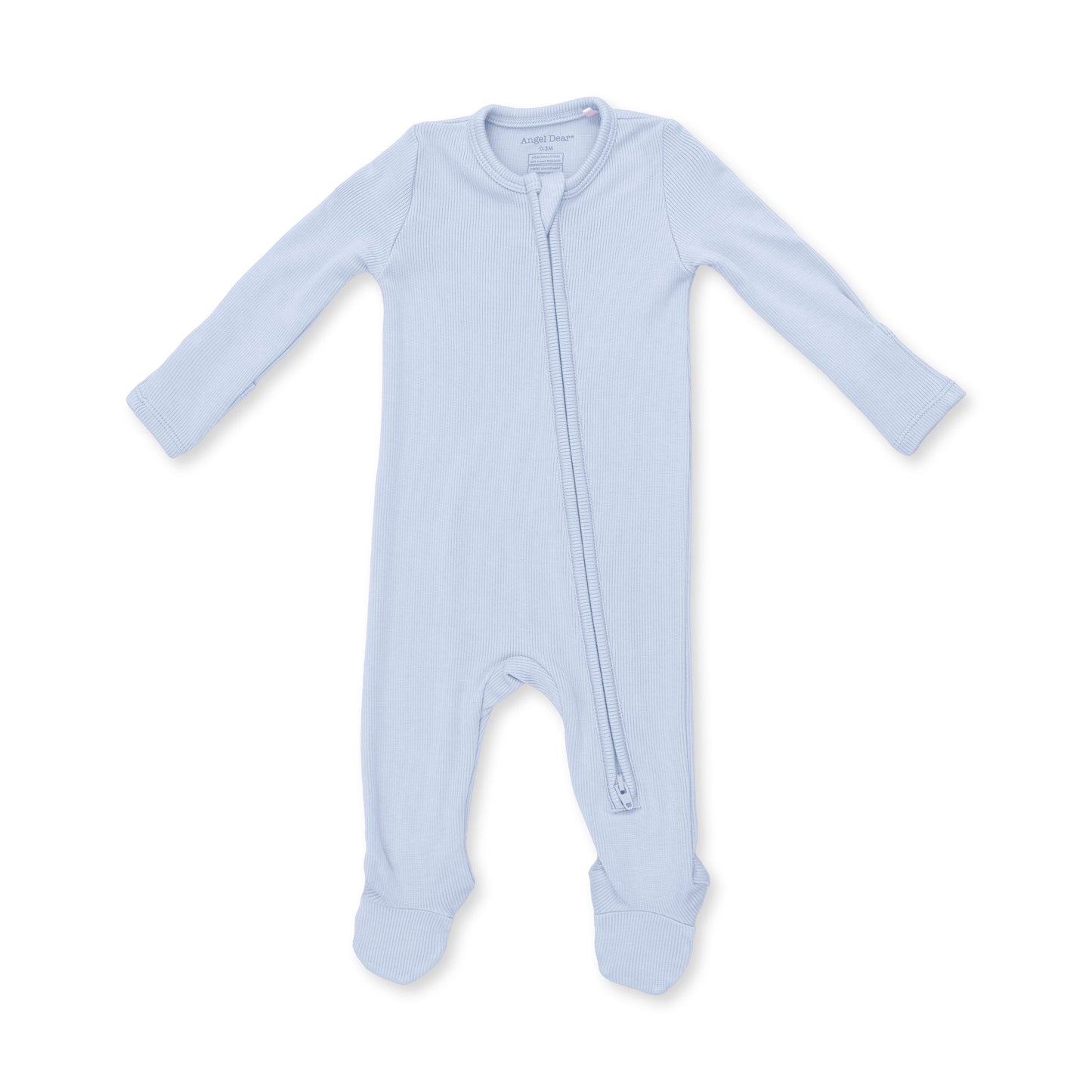 Sheer Blue Ribbed Zip Footie by Angel Dear, view 1