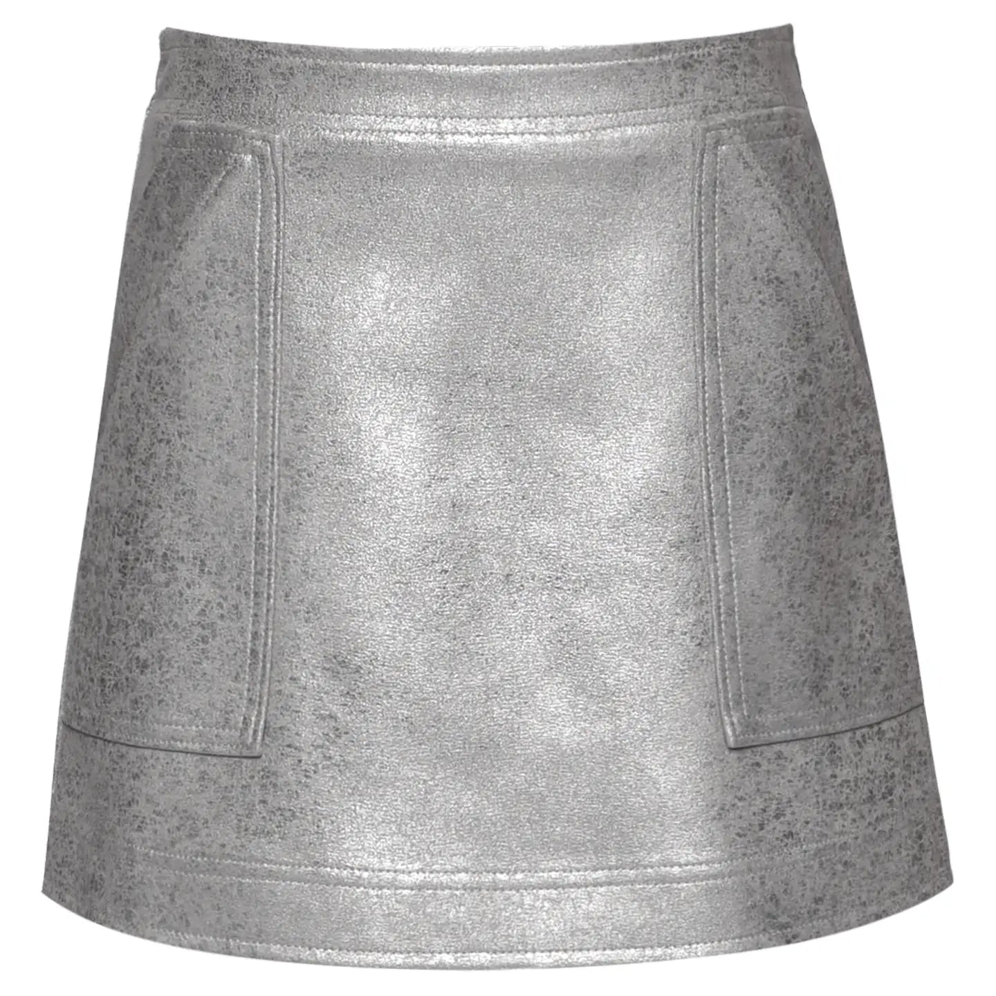 Silver metallic skirt on a white background