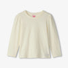White long-sleeve shirt with silver glitter throughout