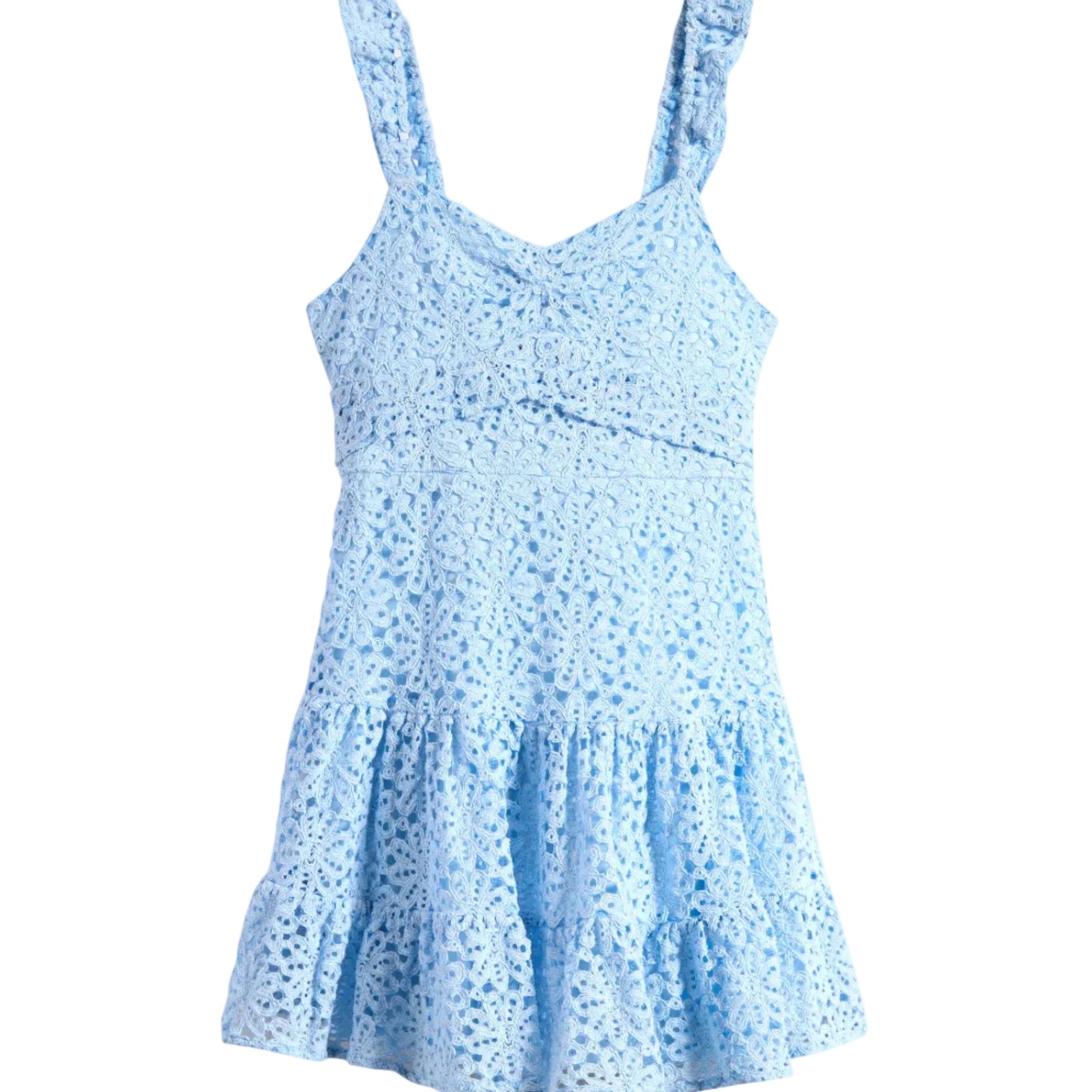 Light blue floral lace tank dress 