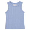 Blue sleeveless tank with floral pattern
