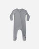 Slate Bamboo Zip Footie flat lay - Quincy Mae bamboo footie, slate