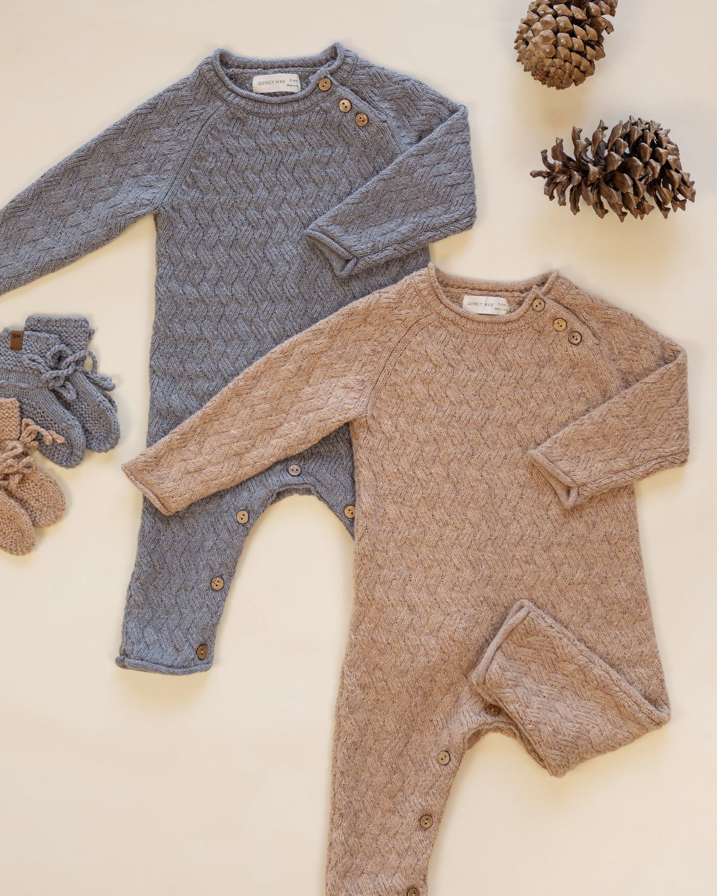 Slate Cozy Knit Romper - styled flat lay