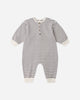 Slate Stripe Henley Jumpsuit flat lay - Quincy Mae organic cotton jumpsuit, slate stripe